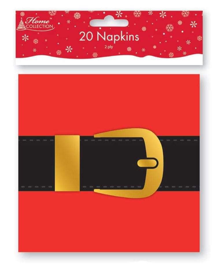 SANTA BELT CHRISTMAS NAPKINS 20PK