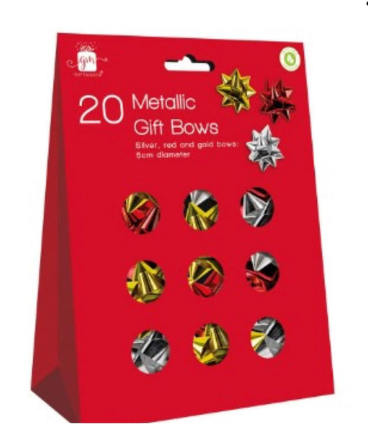 CHRISTMAS 20 METALLIC GIFT BOWS