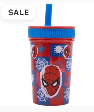 SPIDERMAN DRINKING CUP AND STRAW